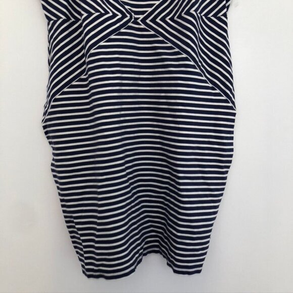 JESSICA SIMPSON MATERNITY Navy Blue White Stripe Coral Zipper Sheath Dress Large - Picture 4 of 12